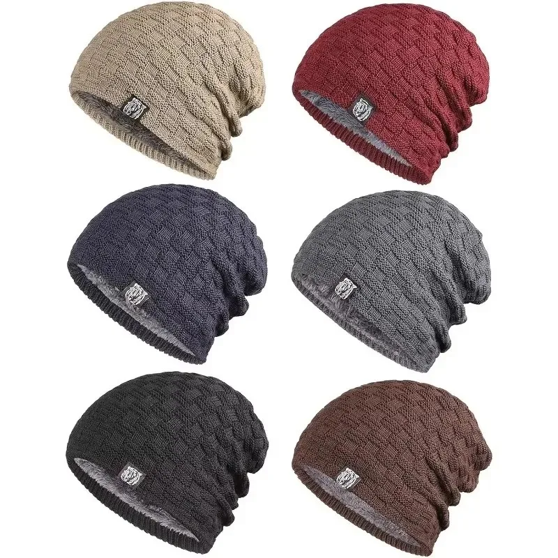 رجل أفخم بطانة قبعة الشتاء قبعة الرياضة في الهواء الطلق الدفء محبوك Skully قبعة الدراجات التخييم قبعة الطقس البارد والعتاد