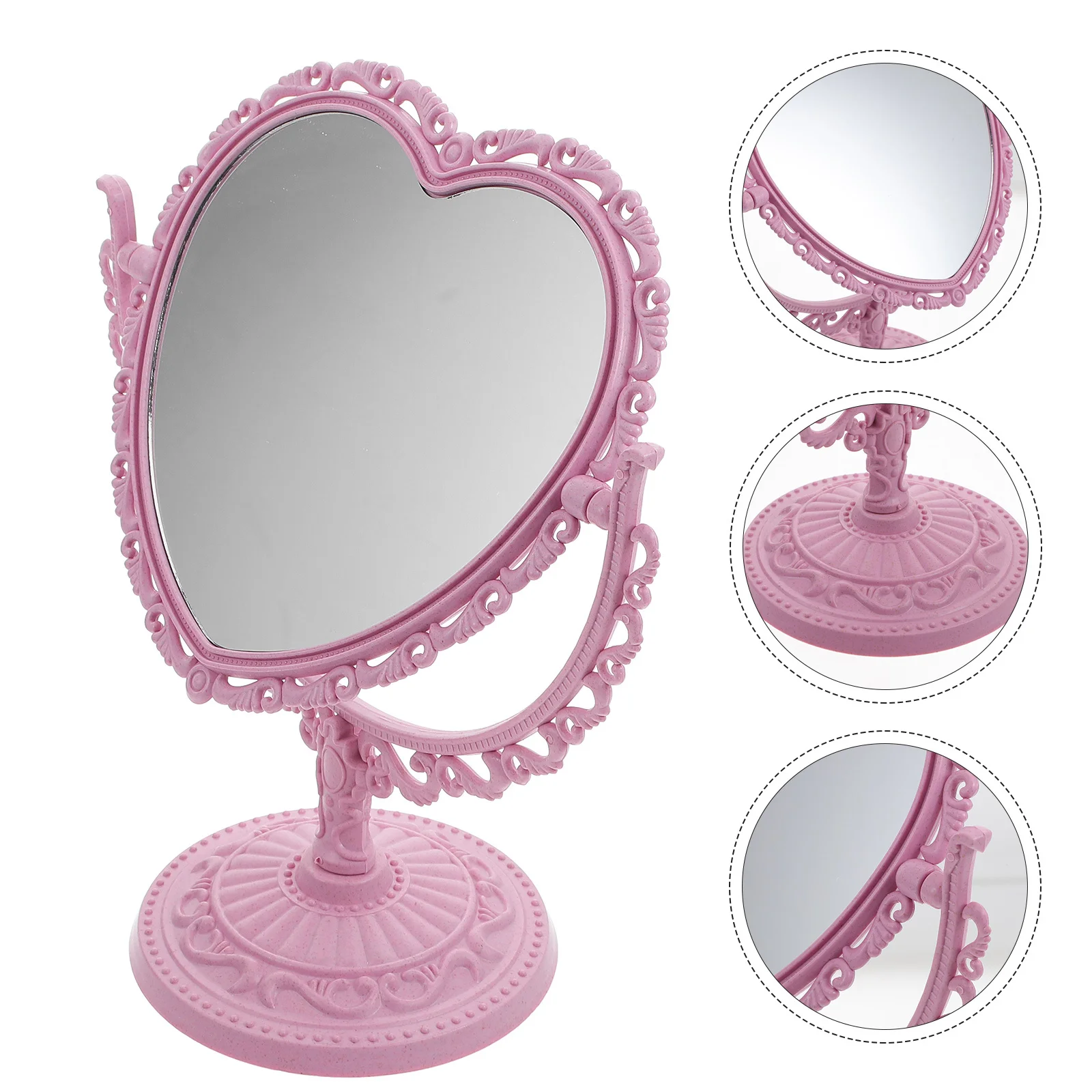 Vintage Heart Shaped Makeup Mirror Desktop Mirror Decor Elegant Generous Show Honorable Temperament Dressing Table Adorn