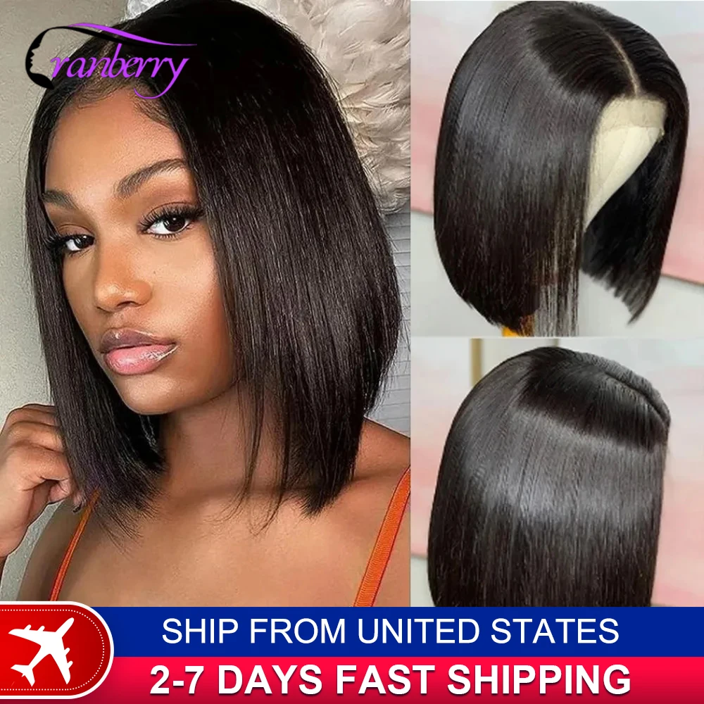 Human Hair Lace Wigs Transparent Straight Hair Short Bob Wig Cranberry Hair 13x4 Lace Frontal Wig 180% Density 4x4 Closure Wig