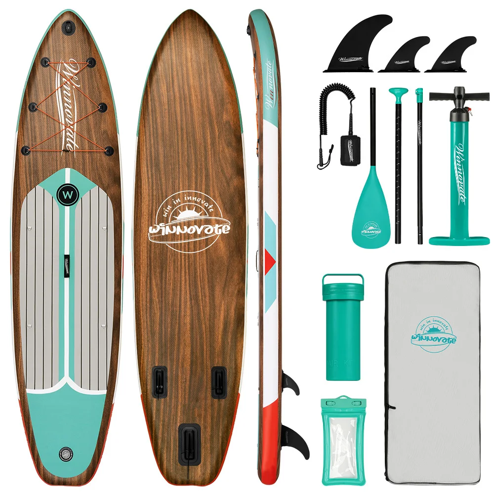 SUP WNOVA Aufblasbares Paddleboard im Küstenurlaubsstil, 335 * 84 * 15 cm, leicht zu transportieren, geeignet für Wasseryoga, Angeln, Familienreisen, ausgestattet mit fortschrittlichem Zubehör,