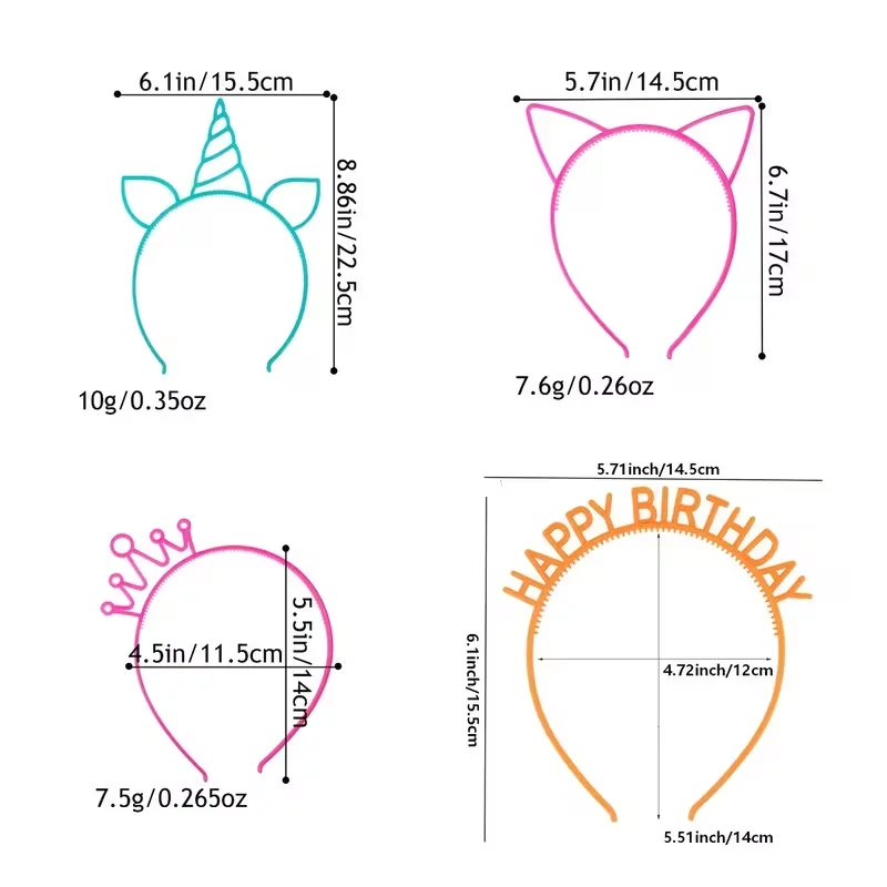 24 Piece Luminous Plastic Headband Set, Fashionable Multifunctional Headband, Party Atmosphere Props, and Hair Accessories.