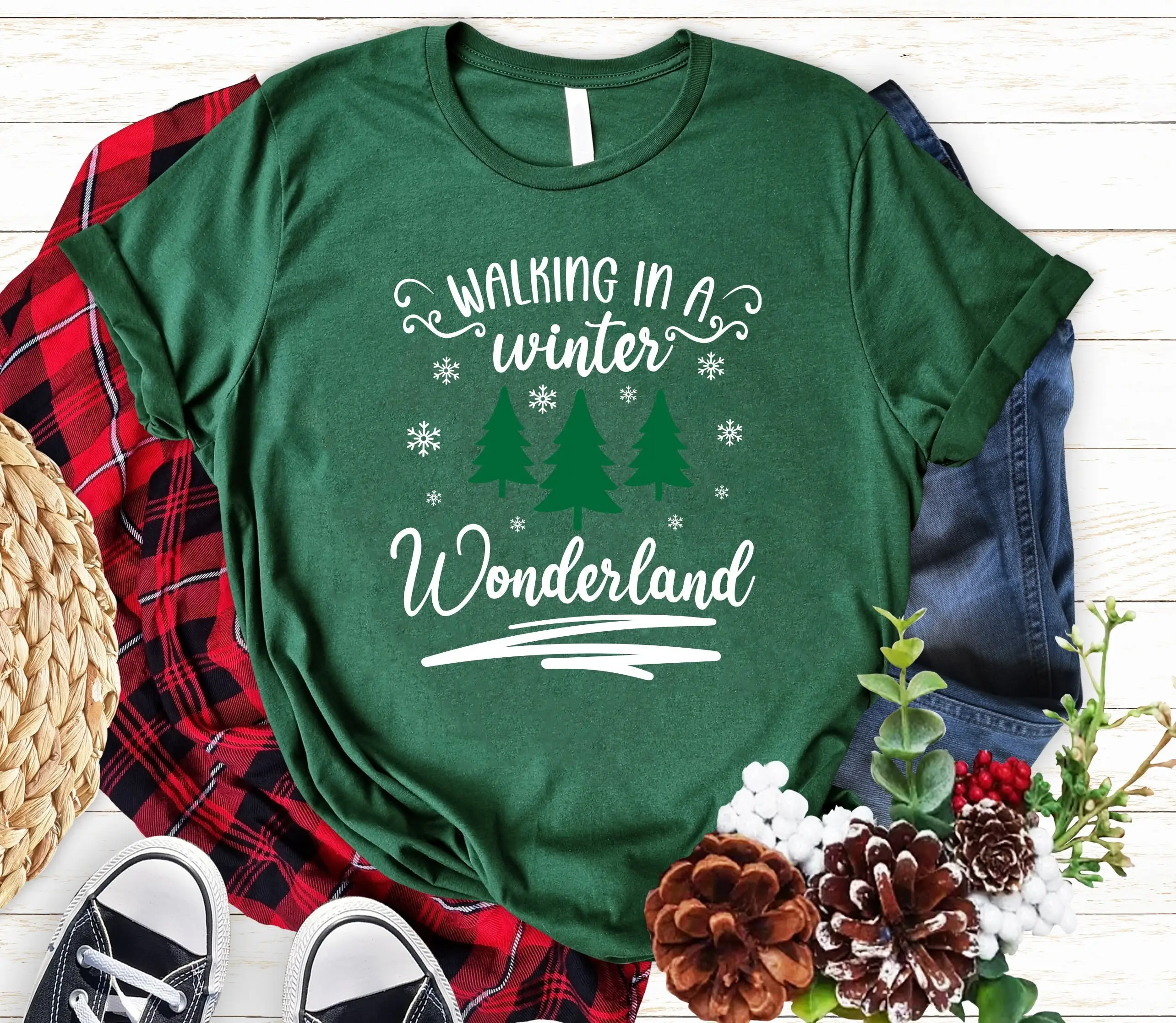 Walking In A Winter Wonderland Merry Christmas T Shirt For Family Birthday Vacation