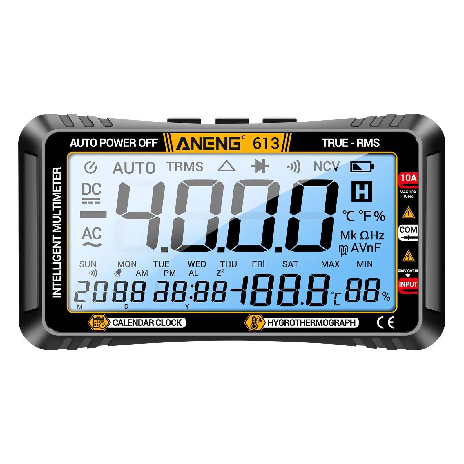 ANENG 613: 4000-Count Smart Multimeter with Perpetual Calendar - Integrated Temperature Hygrometer for Accurate Electrical