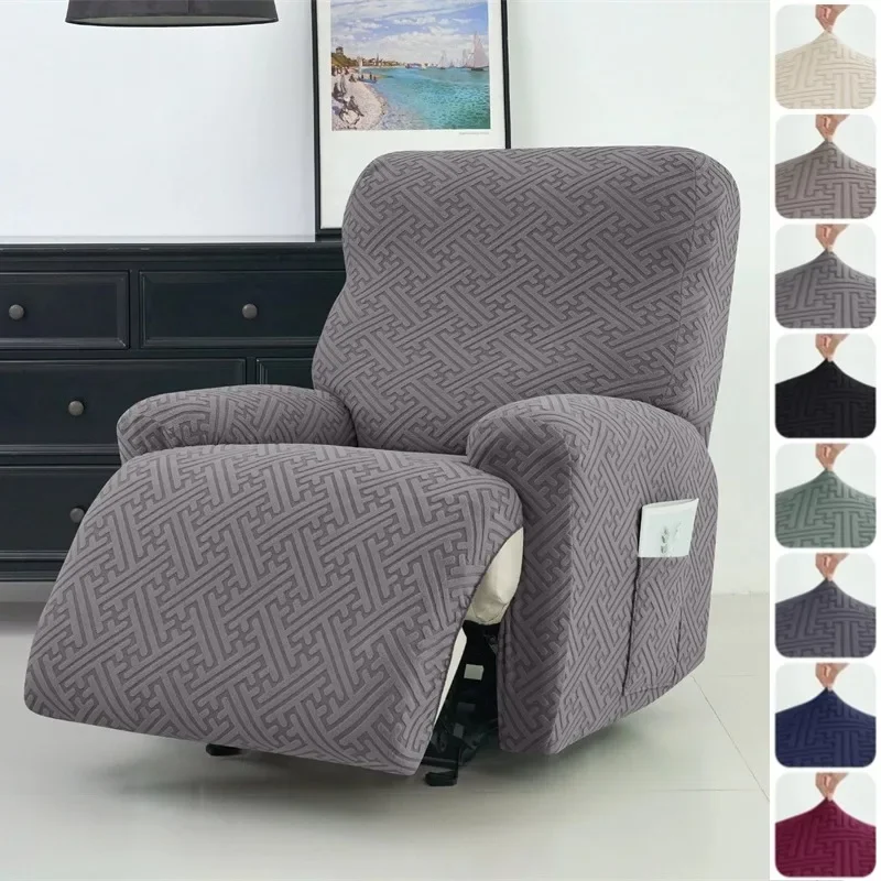 4Pcs/set Jacquard Recliner Sofa Cover Modern Sample Chair Covers Stretch Couch Slipcovers Dust-proof Armchair Slipcovers Decor