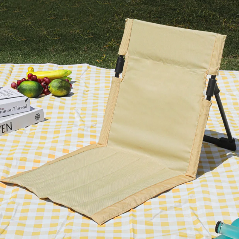 Outdoor aluminum alloy support rod lawn chair camping portable lazy seat cushion extended folding backrest lawn chair