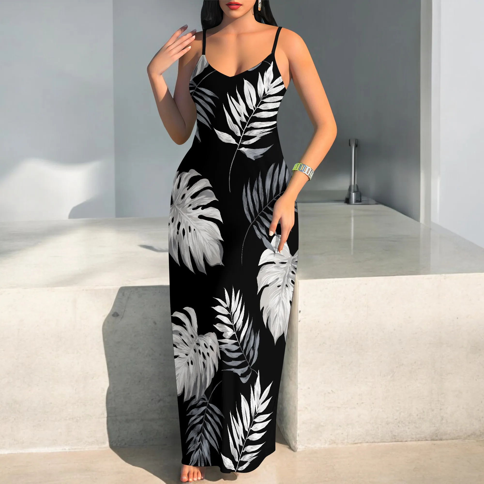 Abiti lunghi casual da donna Abiti estivi colorati aderenti a righe sexy lunghi fino al pavimento senza maniche