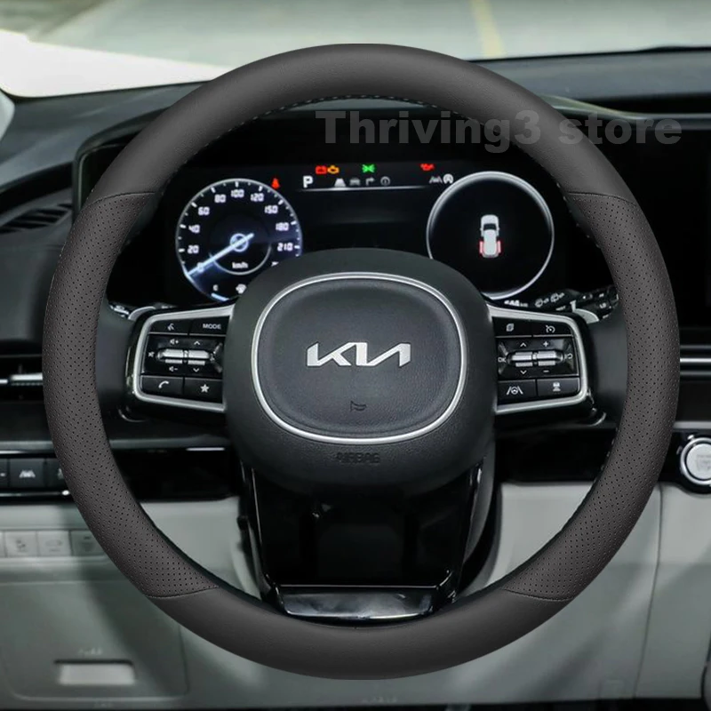 

Leather Car Steering Wheel Cover For Kia Carnival KA4 2014-2025 Covers For Covers Auto interior Kia Carnival 2024 Accessories