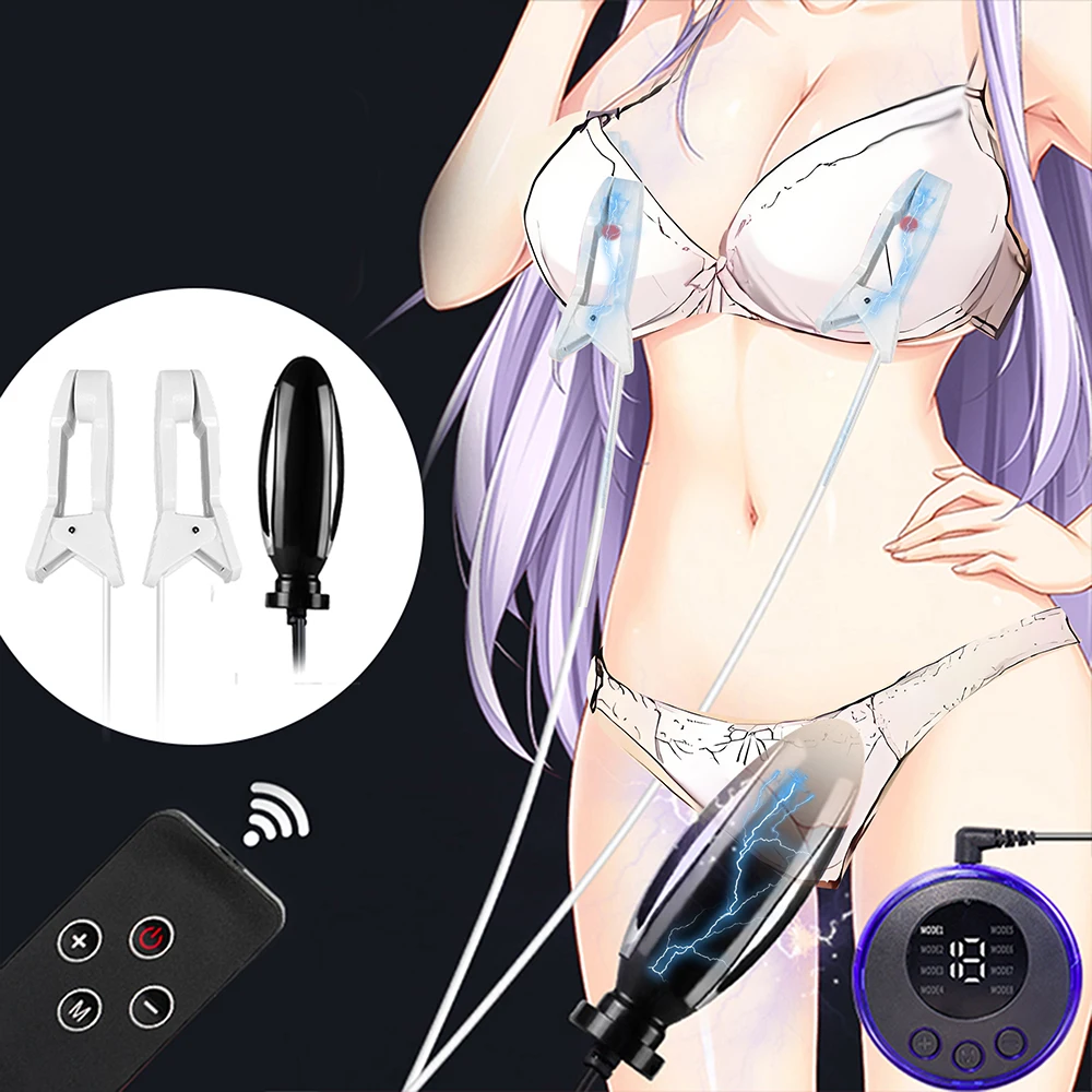 Bdsm مزدوج الاختراق المكونات الشرج الاهتزاز صدمة كهربائية الجنس لعب آلة الوثن الحلمة المشبك أداة مثير التسوق الكبار الاباحية 18 +