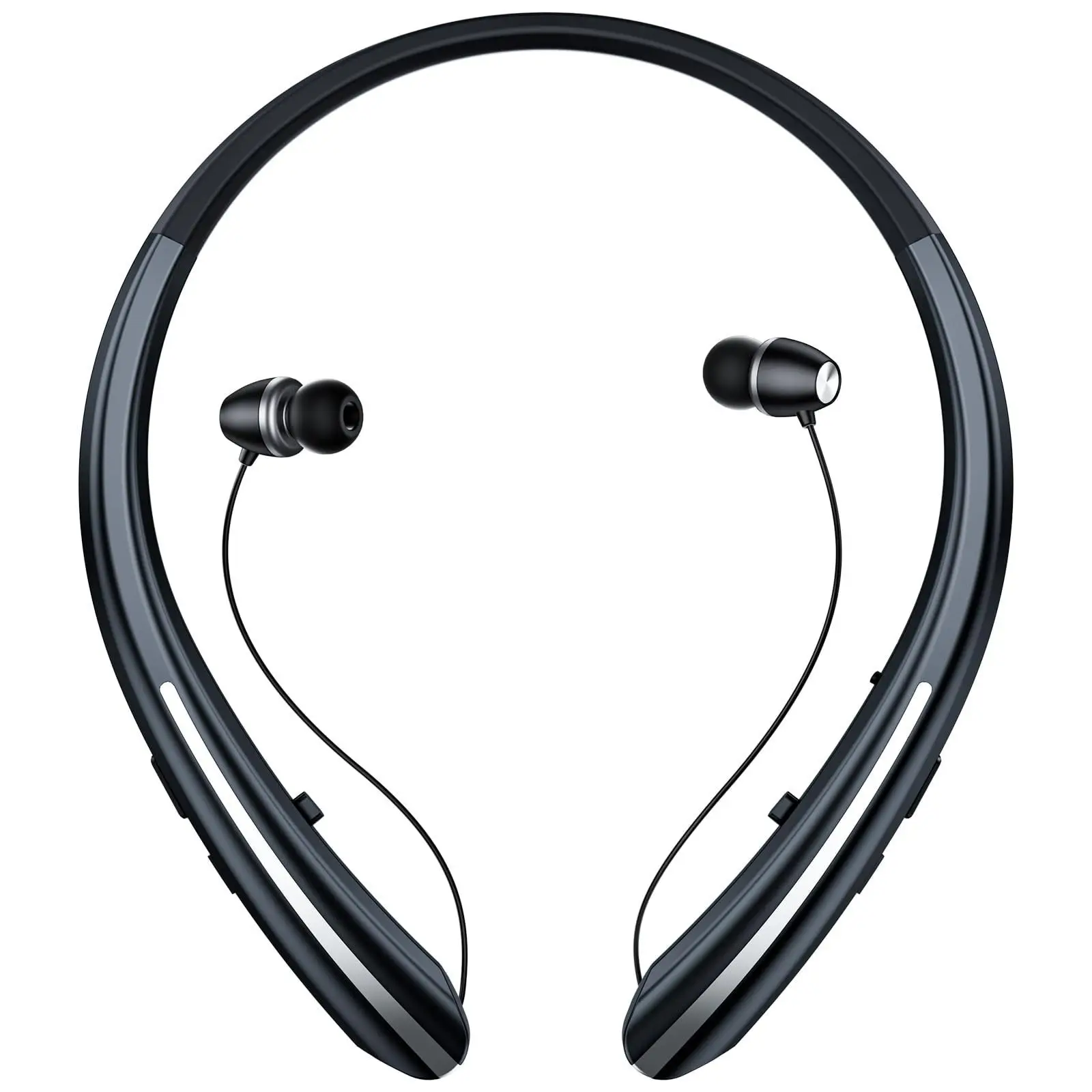 Neckband Wireless Earphone with Retractable Earbud,Around Th