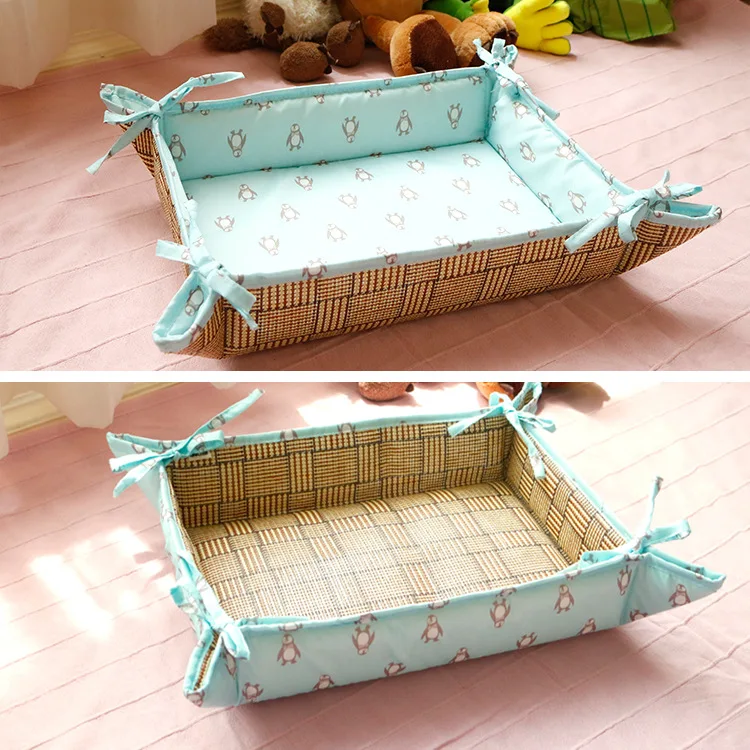 Summer Pet Cooling Mat For Dogs and Cats Products Bamboo Sleeping Area Crate Mats Foldable Design Animal Beds Attachable Sling