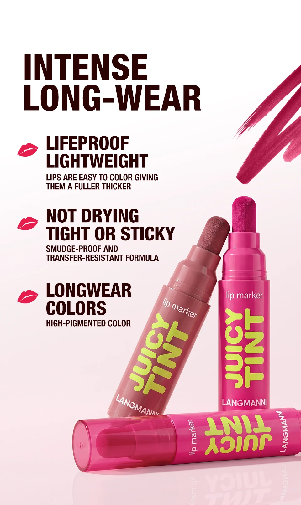 Lip Dye Marker Lipstick Pen High Pigment Lip Stain Long Lasting Smudge Proof Non Stick Cup Lip Tint Makeup Lips Contour Cosemtic