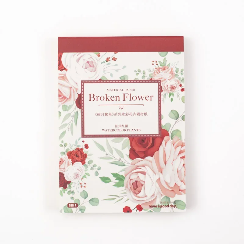100 PCS Broken Moon & Stars Watercolor Paper - Art Quality Floral Series for Handbook, Scrapbooking & Decorative Crafts