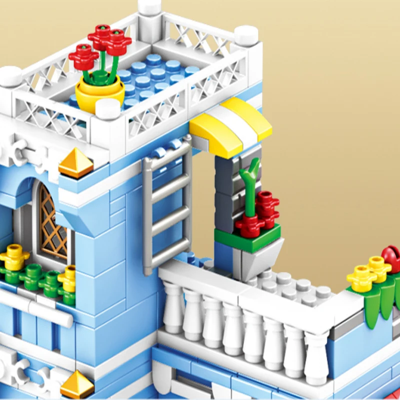 فندق اللبنات نزل اللبنات المعمارية لعبة بنات سلسلة المدينة التجمع مصغرة لغز نموذج الأولاد لعبة أطفال