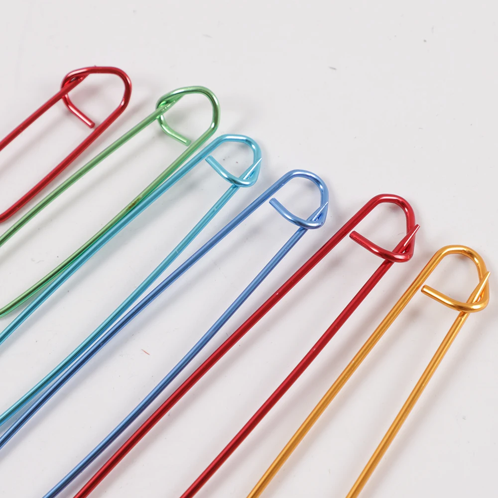 6pcs Mixed Color Aluminum Safety Pins Needle Pins Knitting Sweater Craft Stitch Locking Marker Knitting Crochet DIY Sewing Tools