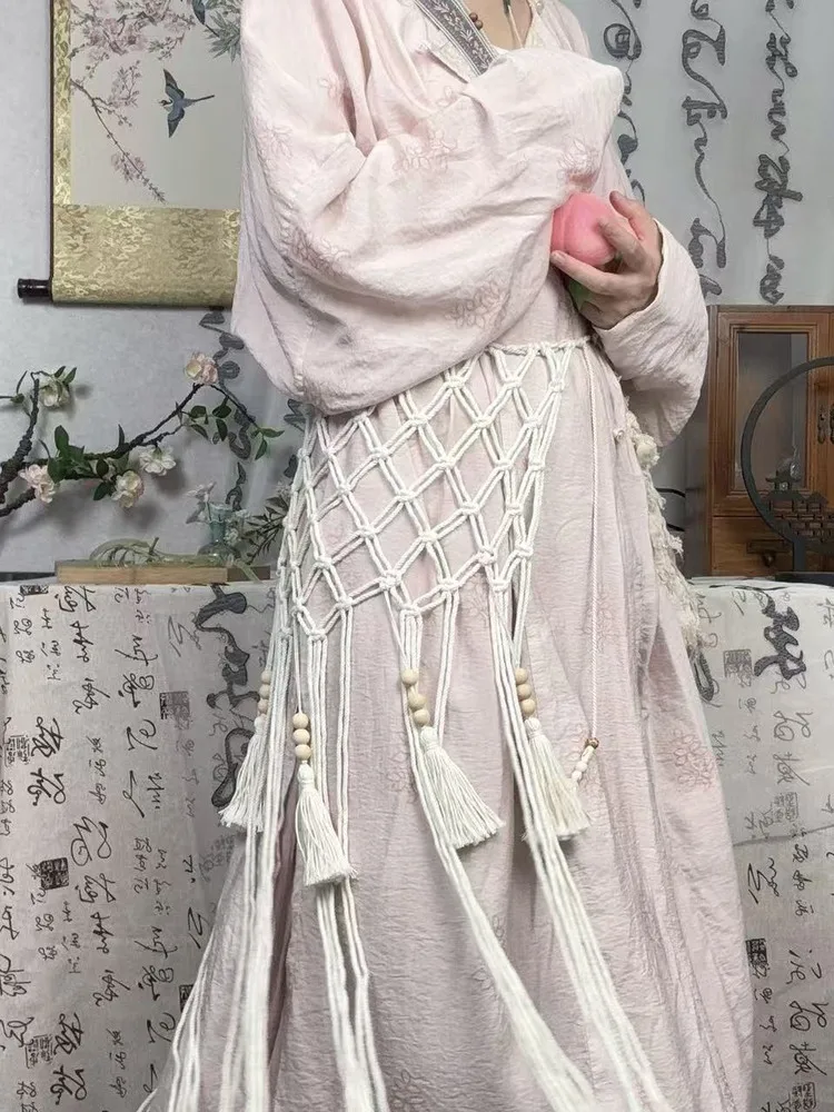 

N Sle Тканый и шарф на талию Ancient Faion Женский этнический пояс Hanfu Accory Занавеска Faionable Hair O...