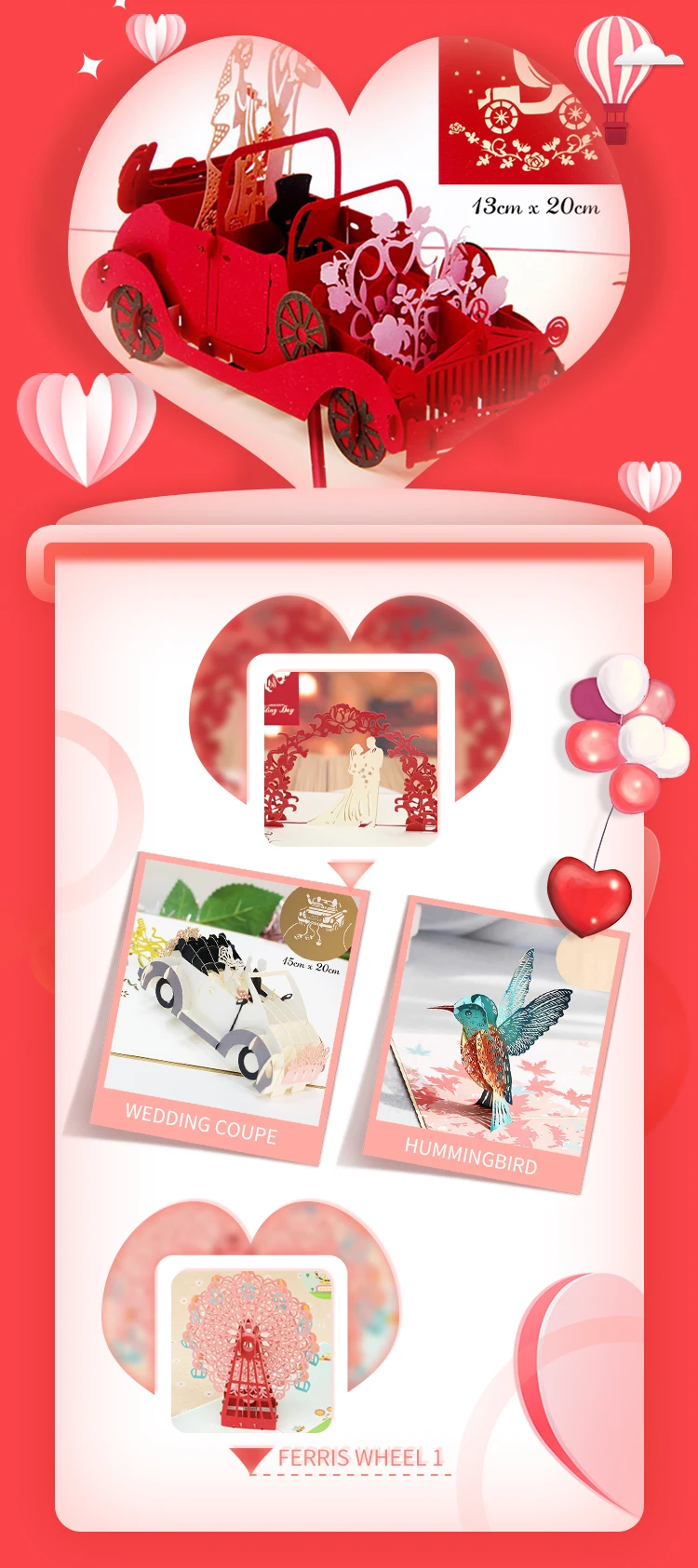 3d Pop-up Verlobung karten Liebhaber Hochzeits einladung Grußkarten laser geschnitten Valentinstag Geschenk Jubiläums karte Großhandel – Detail 8