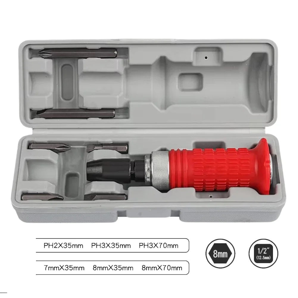 

1set For Impact Driver Screwdriver Bit Heavy Duty Hammer Hand Holder Cross Slotted Steel Bits Screwdriver For Electronic Repair