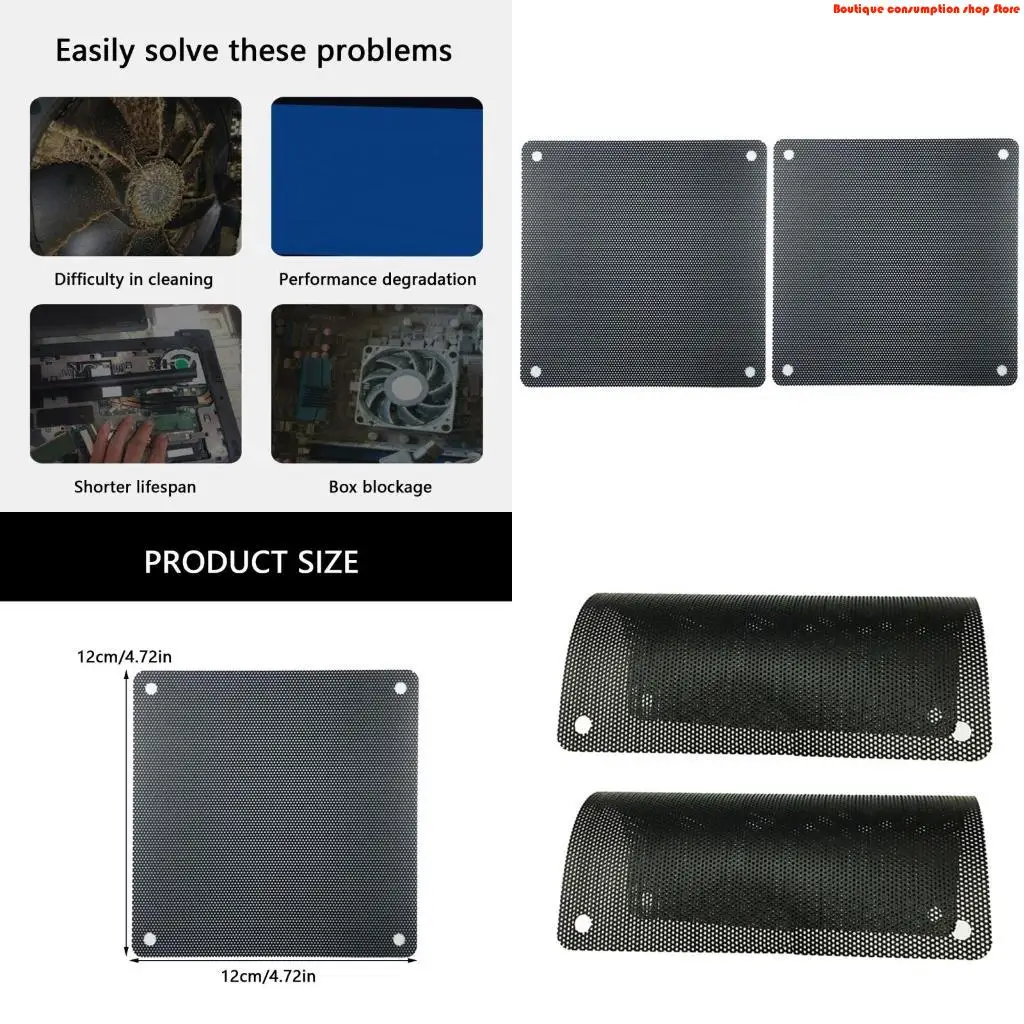 L9NA 120mm Dust Filter Computer Fan Filter Coolers PVC Black Dustproof Case Cover