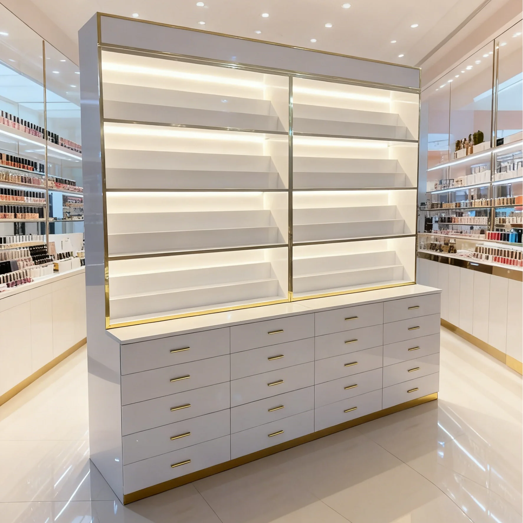 Bomacy Manufacturer Custom Color Nail Polish And Powder Display Cabinet Gel Polish Rack Factory Supply