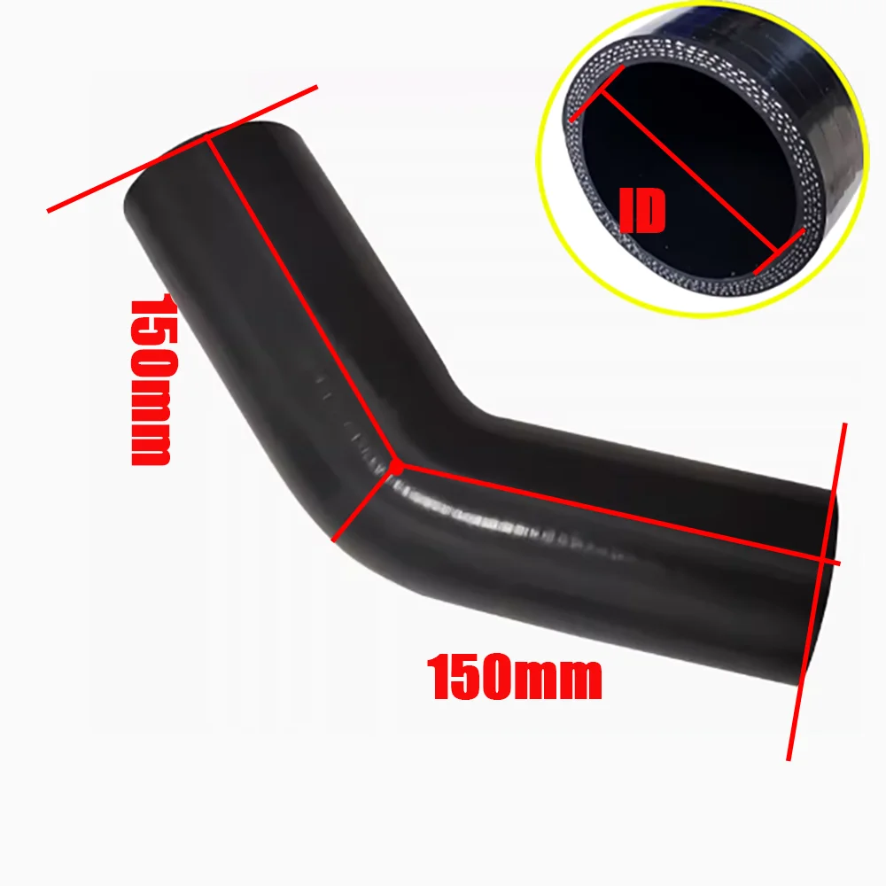Black 45° Connecting Pipe ID16-110mm Reducing High-Temperature Silicone Connecting Hose Intercooler Connecting Pipe