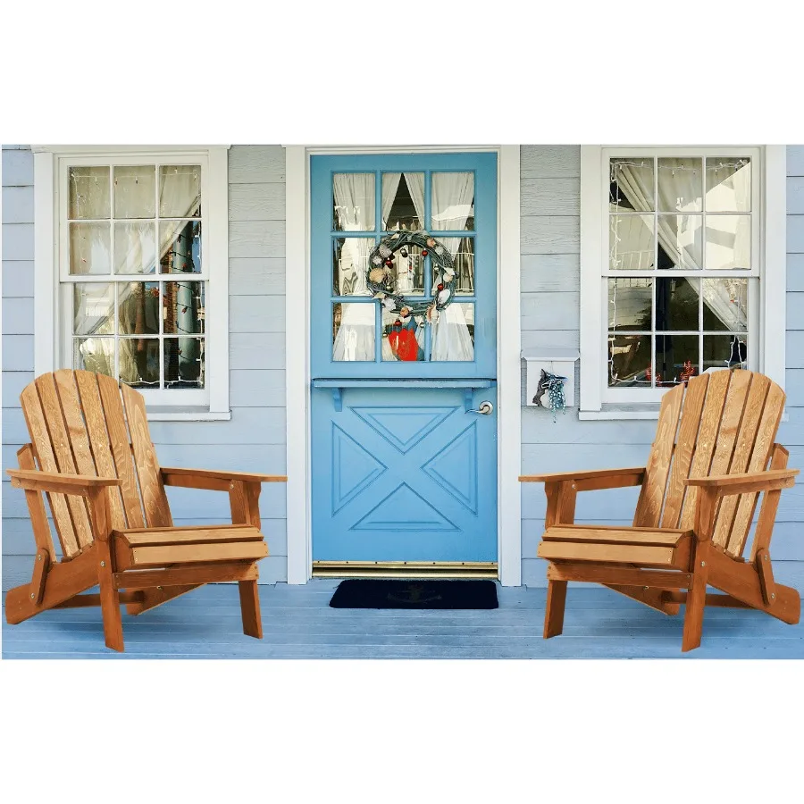 

Oversize Wooden Outdoor Folding Adirondack Chair with PreAssembled BackRest SeatBoard Wood Patio Chair for Garden Backyard Porc