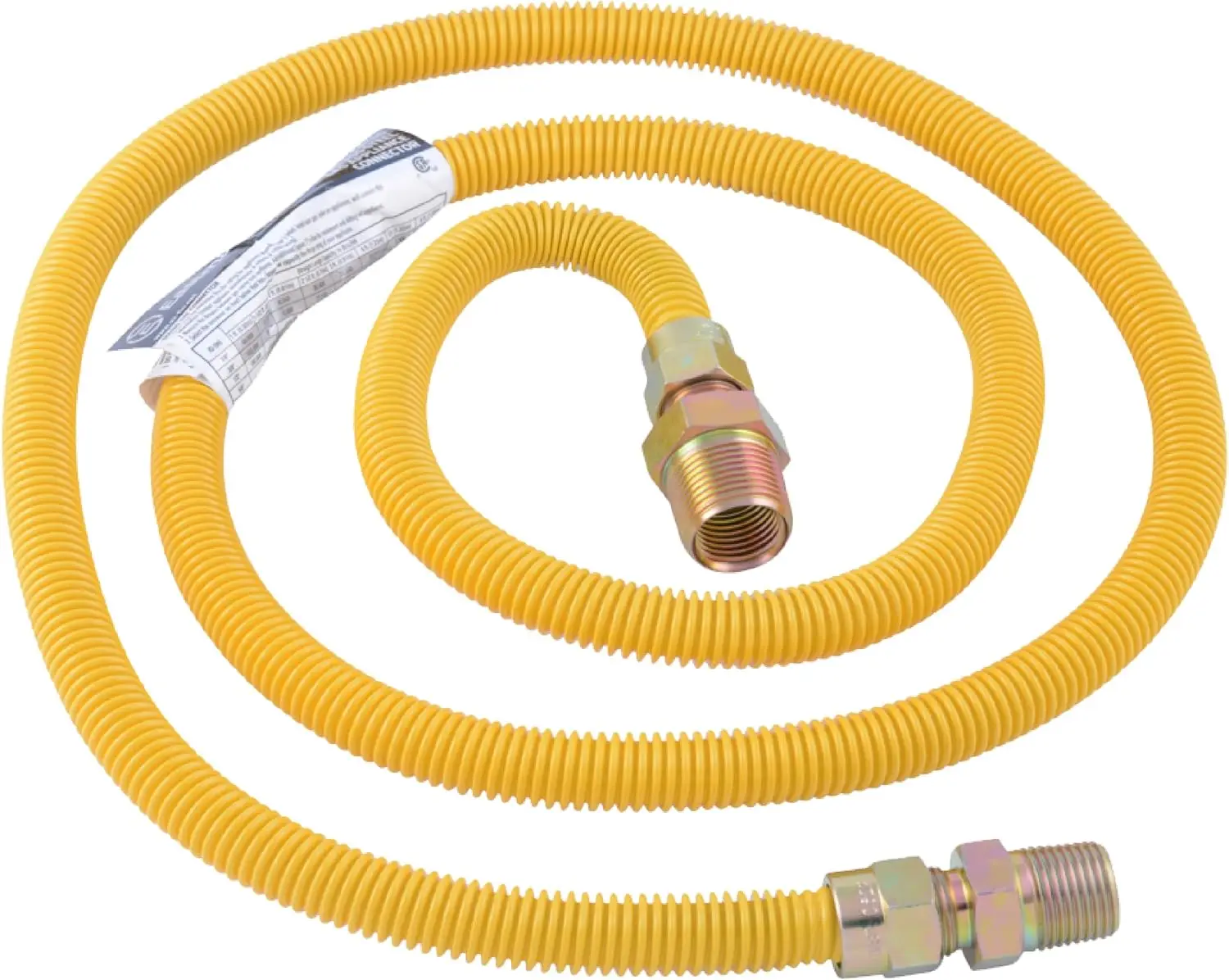 

72 Inch x 3/8 Inch OD Gas Line Connector with 3/4 Inch x 1/2 Inch MIP Fitting Ends for Natural Gas and Liquid Propane, Stainl