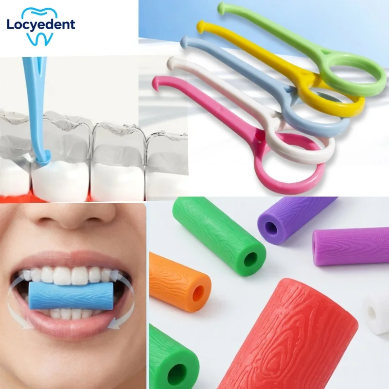 

100Pcs Dental Orthodontic Aligner Remover Invisible Removable Braces Removal Tool Extractor Hook Aligner Chewies Silicone Stick