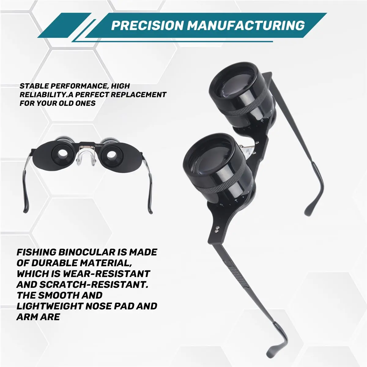 A49T Fishing Binoculars Glasses Portable Hands Free Binoculars Telescope 10X Zoom Glasses for Outdoor Fishing Bird Watching