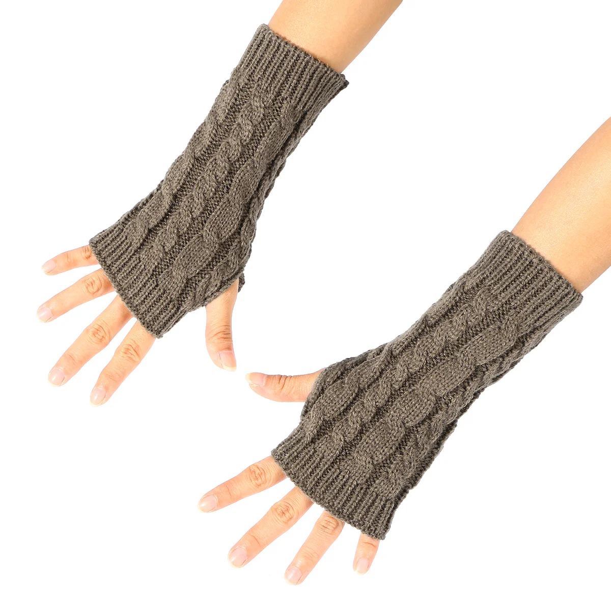 

Unisex Winter Knitted Half Finger Gloves 20Cm Long Fingerless Arm Sleeve Warm Thumb Hole for Men Women Soft Breathable Cold