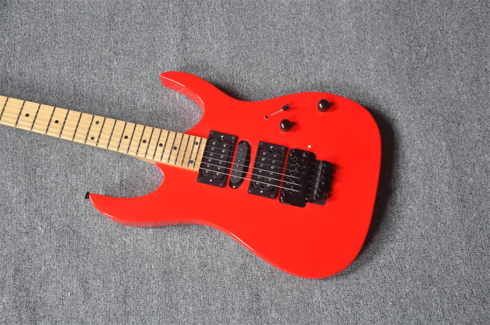 Red Body 6 Strings Electric Guitar With Maple Neck Black Hardware Customization Service