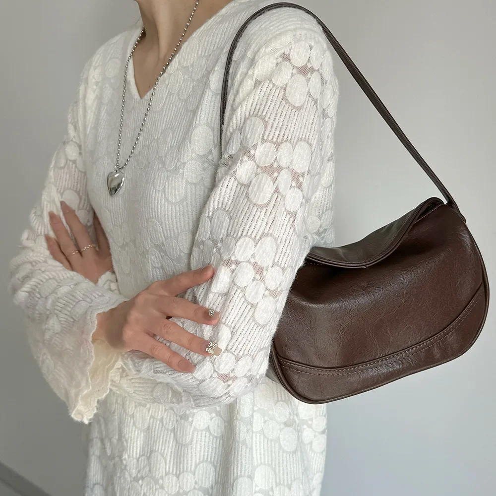 حقيبة يد نسائية عصرية ريترو كتف واحد حقيبة الإبط قطري عبر زلابية حقيبة 2025 محفظة صغيرة جديدة من جلد البولي يوريثان