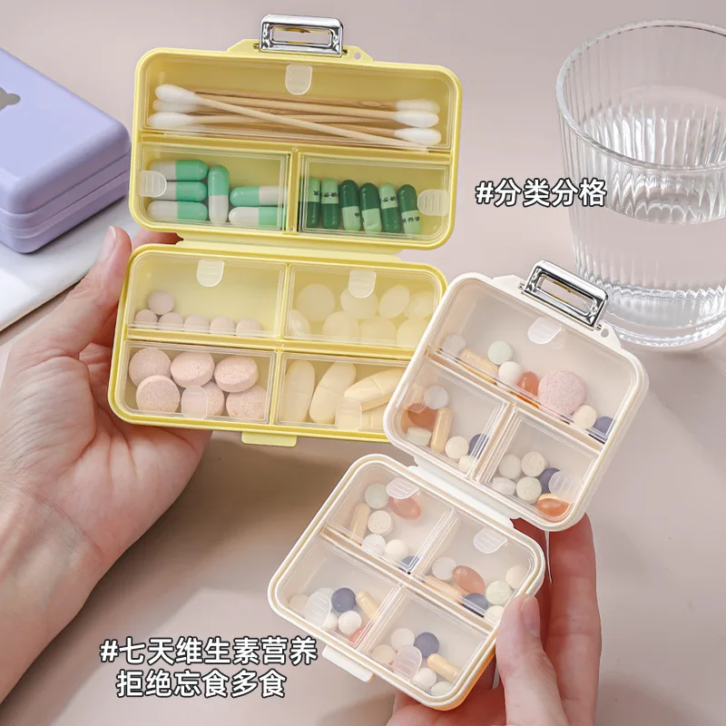 Portable Medicine Box Dopamine Mini Portable Seven Day Pills Jewelry Seven Grid Packaging Box Sealed Storage Box Storage Box