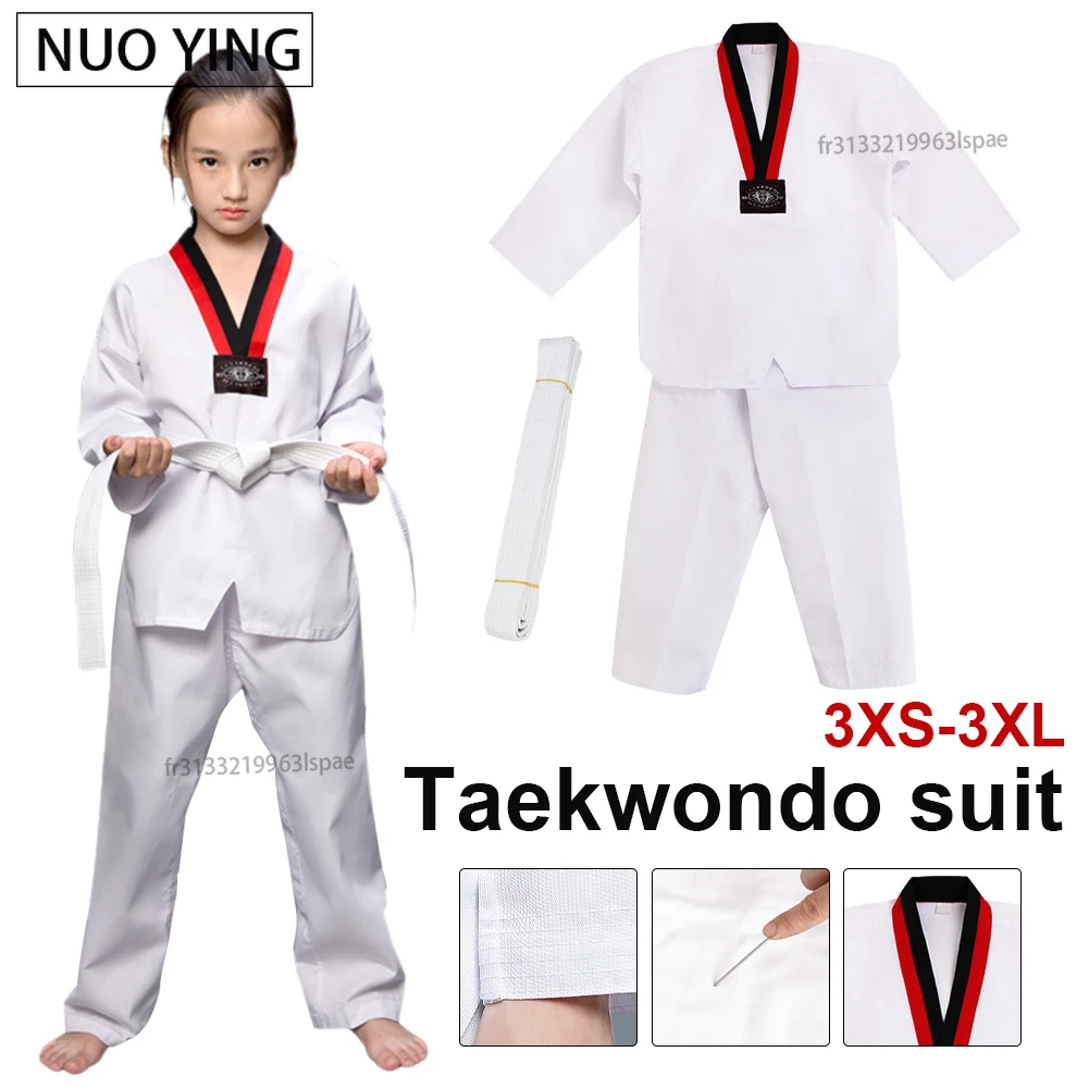 Taekwondo Uniforms Long Sleeves Martial Arts Karate Jujitsu Gym Training Uniforms with Belt for Children Adults Unisex