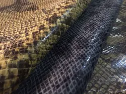 Leather Pigskin Double-Layer Snake Pattern, Blue and Yellow, Thickness 0.5-0.6mm, average 7.5-8.5 SF Random color