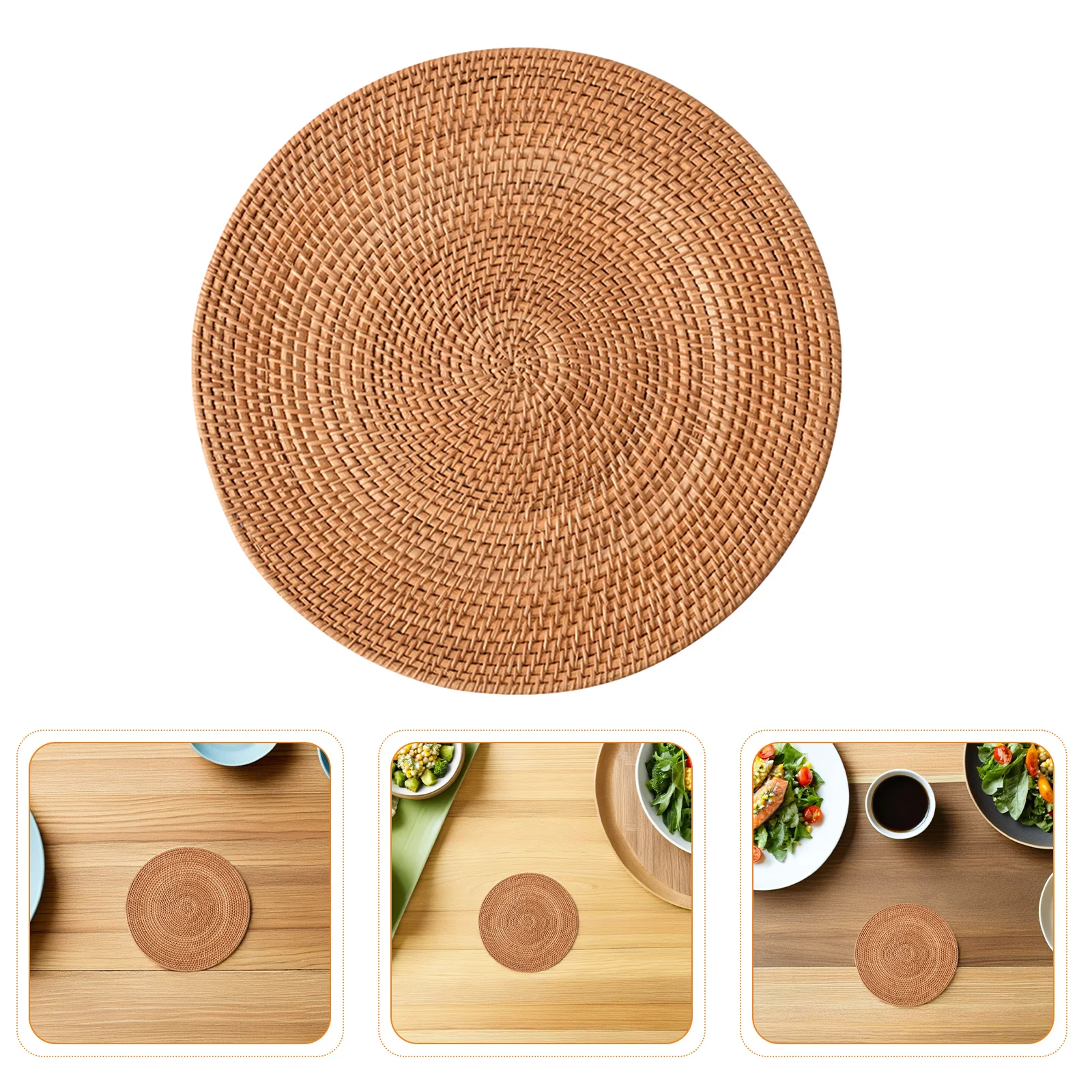 

4Pcs Natural Handmade Rattan Coasters Round Cup Mats Heat Resistant Drink Pads Table Coasters for Kitchen Dining
