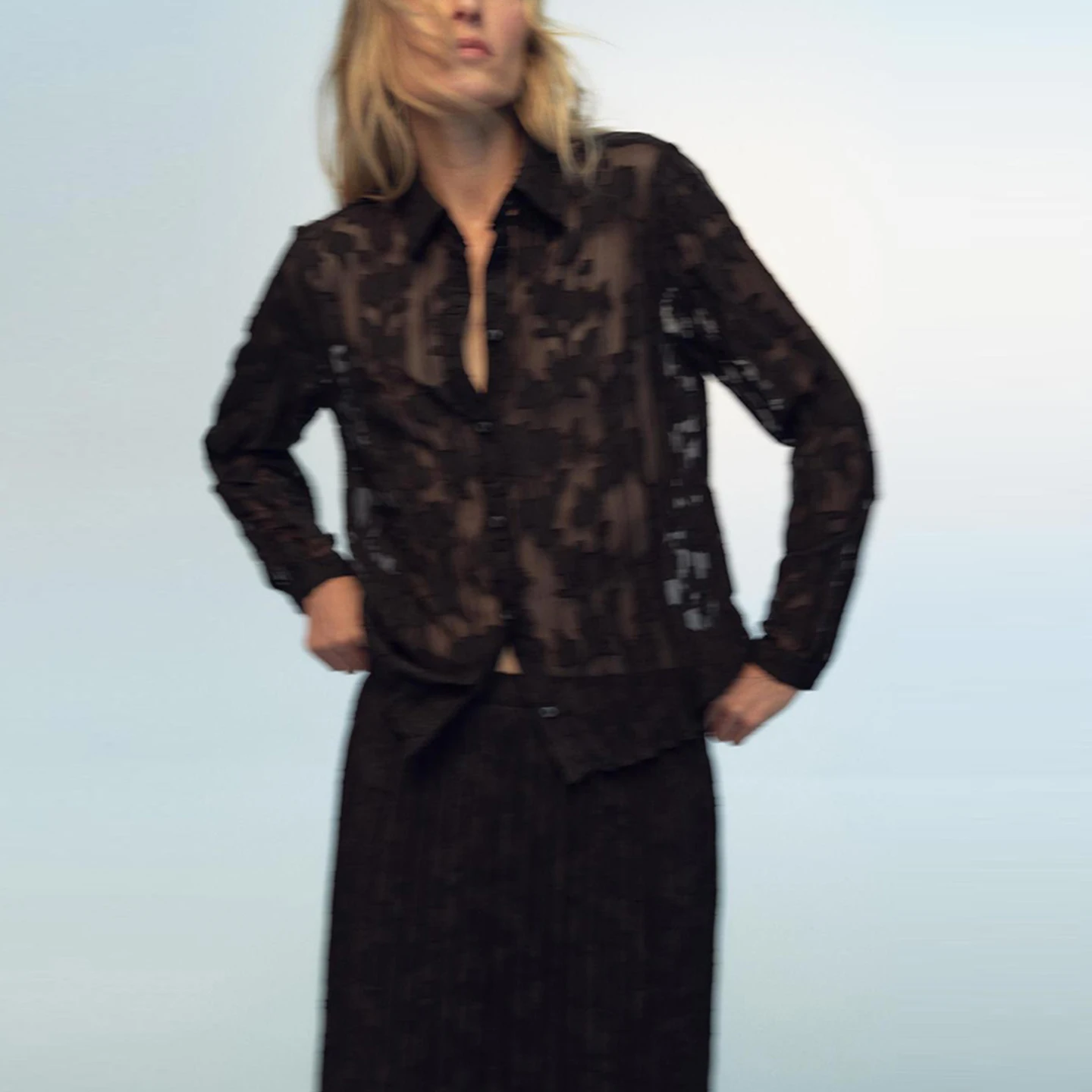 

Z Women's Faion Set 2025 New Sle Midi Skirt And Blouse Long Sve Breathable Polyester Fibre Regular Fit Button up ...