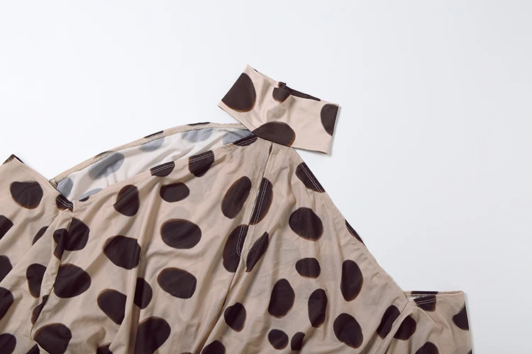 Weird Puss Dot Patchwork-Print-Playsuit + Kopftuch, Damen-Strampler mit Neckholder, schulterfreiem Rückenausschnitt und Laternenärmeln im Street-Fashion-Stil – Detail 6