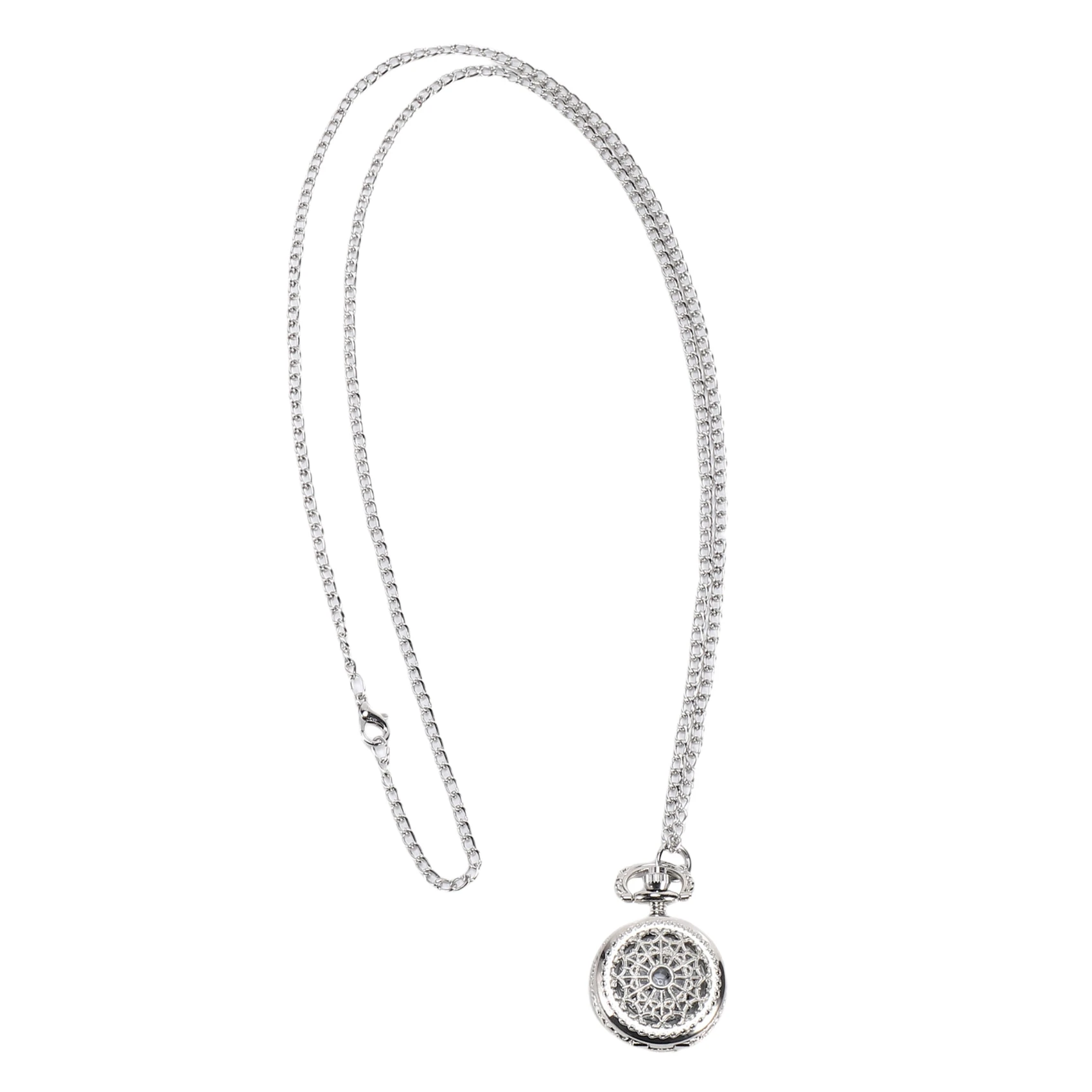 ABQR Men Women Pocket Watch Quartz Silver Alloy Pendant Necklace Pocket Deco