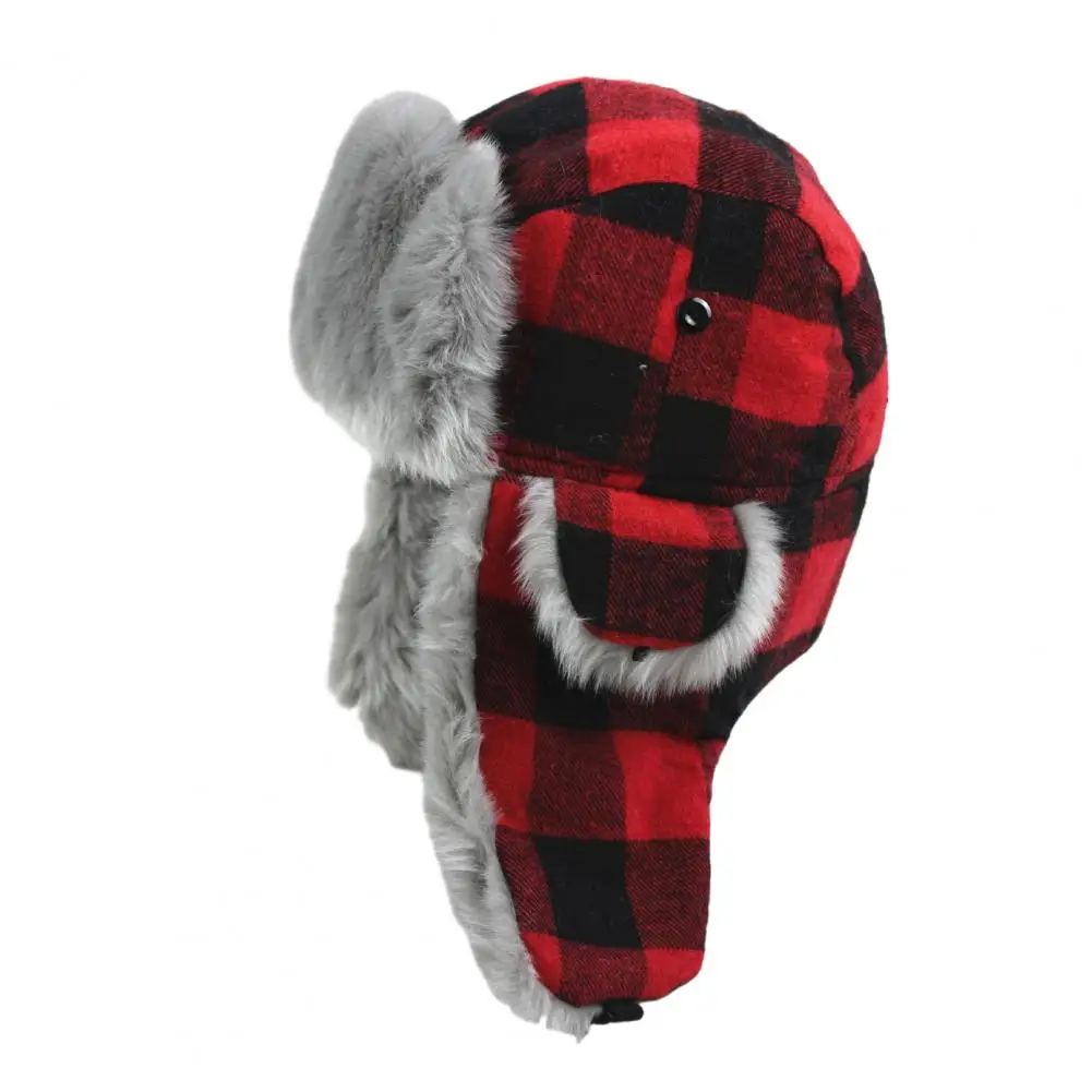 Warm Winter Hat Stylish Plaid Hat Warm Outdoor Ear for Men Women Trendy Winter Hat for Weather Comfort Ear Protection