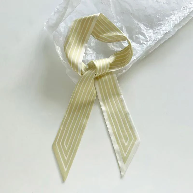 Fashion Spring Woman Skinny Silk Scarf Long Hair Strip Silk Ribbon Girl Small Neck Scarves Bag Handle Ribbon Kerchief Lady Tie image 4