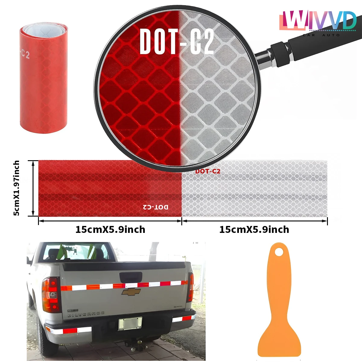 DOT-C2 High Intensity Reflective Conspicuity Warning Tape For Truck Trailer Safety Accessories Tape