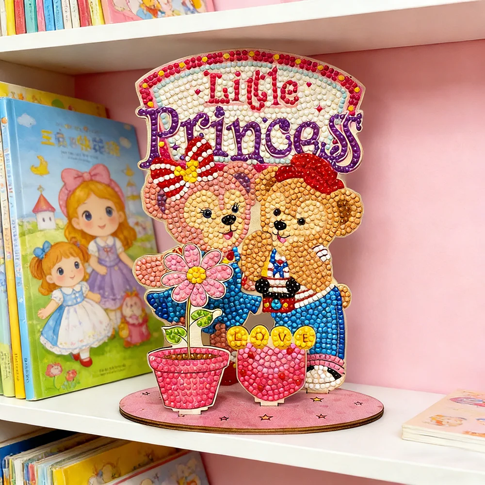 

Hot Selling 3D DIY Cartoon Bear Diamond Painting Kit Wooden Birthday Ornament Sign Kids Gift Home Decor