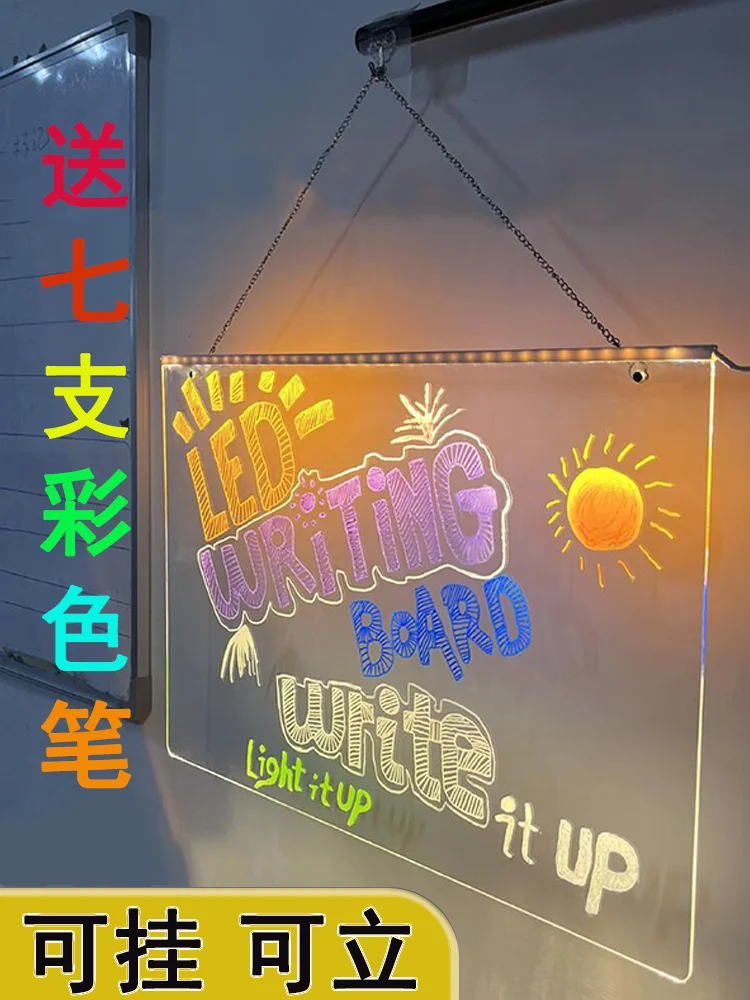 Luminous display board luminous billboard stall fluorescent board advertising board led acrylic hanging sign DIY small
