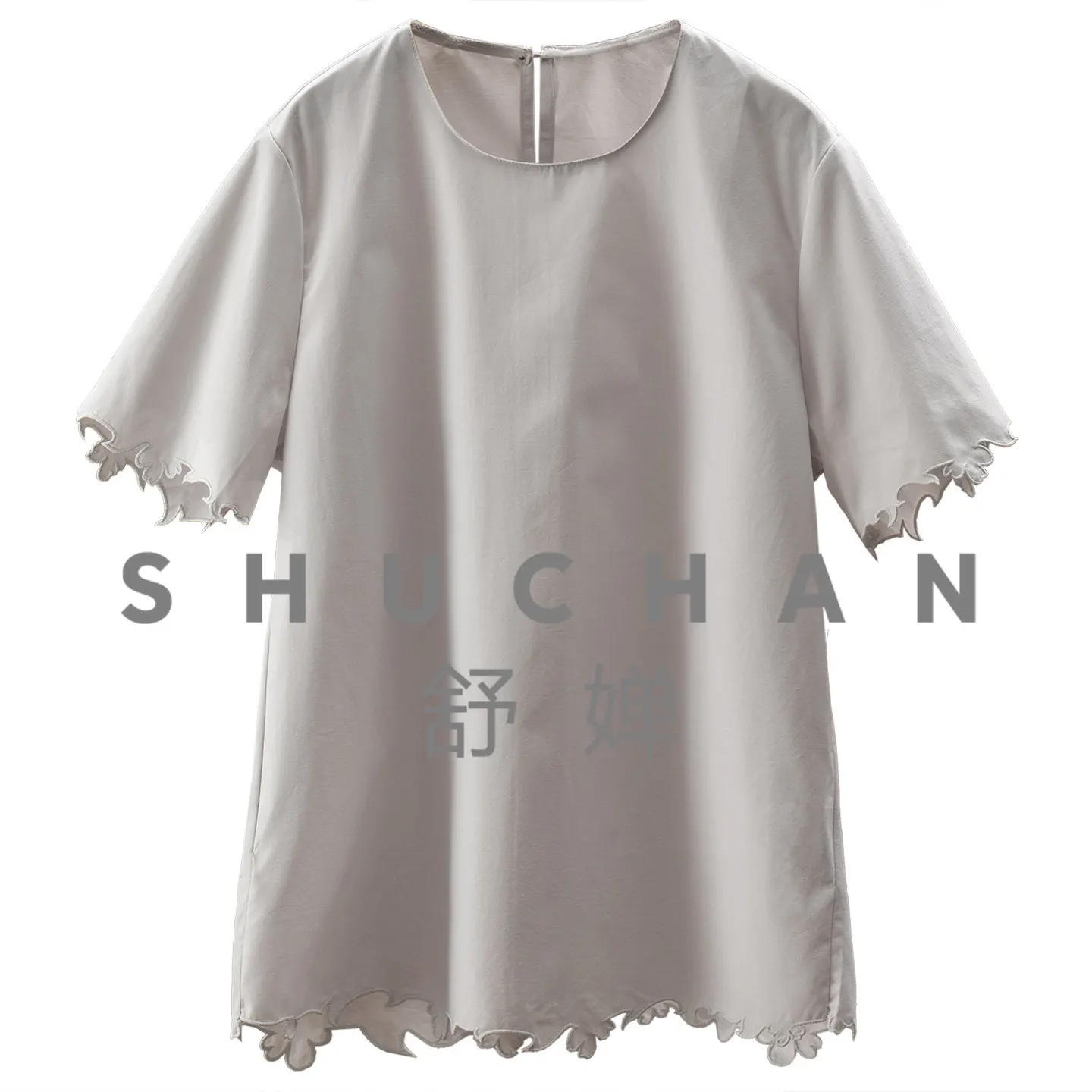 

T-shirt Break The Monotony of The French Simple Design Burn Lace Crew Neck Short-sleeved Shirt Female 26W3