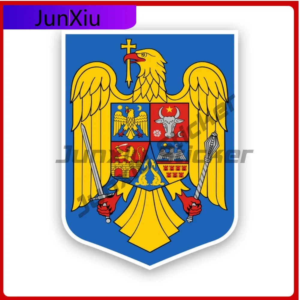 

Romanian Coat Of Arms Sticker Uv Protected Decals Uv Protected Romania Flag Rou Ro Coa Funny Style Laptop Use Waterproof Viny