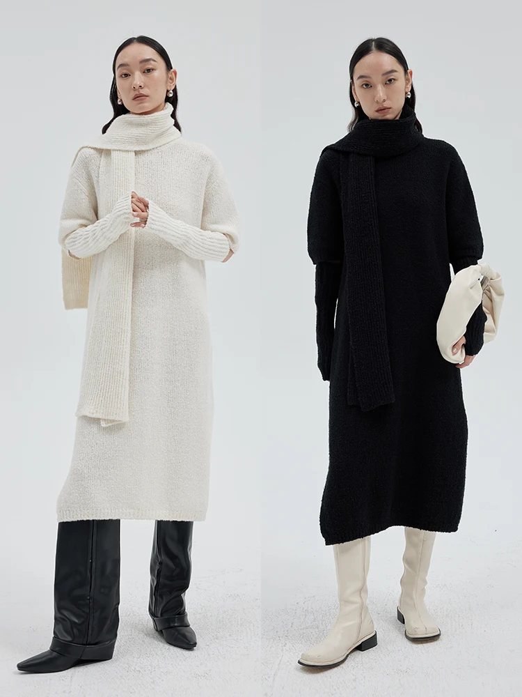 

Blank Label Women's Wool Blend Scarf Svel Dr Winter Base Layer Midi Skirt Soft Cozy Thi Yarn Winter Commute Sle