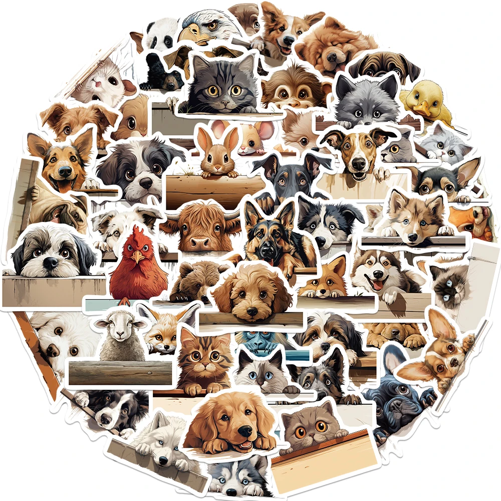 60Pcs Animal Avatars Cat and Dog Cute Cartoon Stickers DIY Phone Laptop Luggage Skateboard Graffiti Decals Sticker for Kids Toys