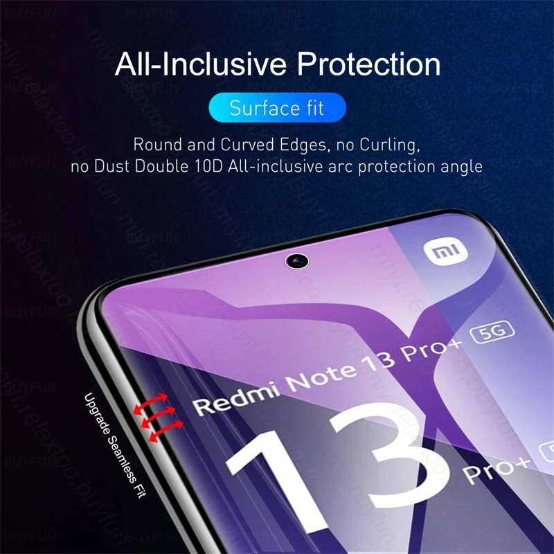 4PCS 30000D Curved Hydrogel Film For Redmi Note 13 Pro 4G 5G Screen Protector Not Tempered Glass Redmy Note13 Pro Plus Pro+ 2024