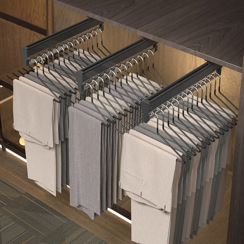 

Top Mount Wardrobe Hanger Pulling Out Hangers Extendable Clothes Rail Adjustable Wardrobe Telescopic Rail Rack Trouser Organiser