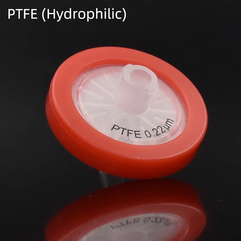 25 szt. Filtr strzykawkowy PTFE Luer Millipore do laboratorium, 13mm/25mm, hydrofilowy filtr igłowy z membraną 0,22/0,45/1,2um